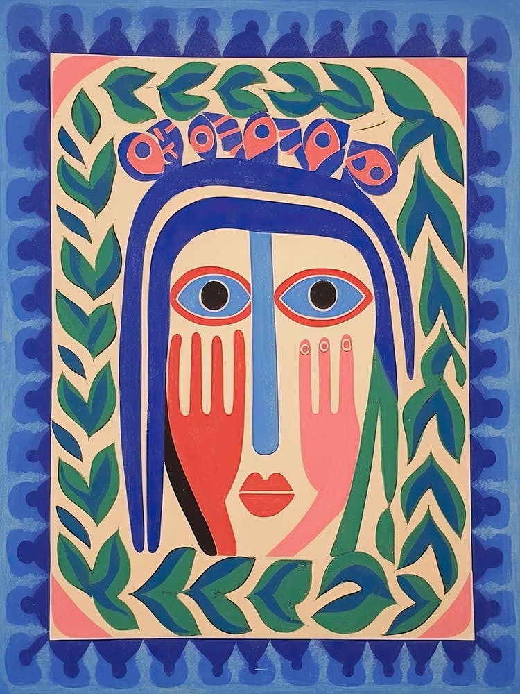 Folk Abstract Face Illustration 1