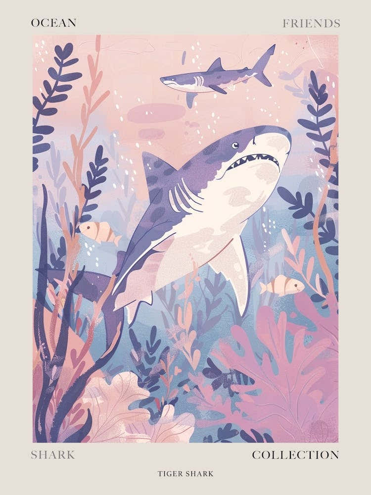Purple Tiger Shark Illustration 3 Poster