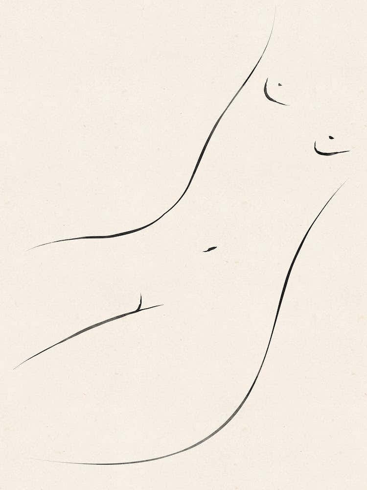 Minimalist Nude Ink On Paper