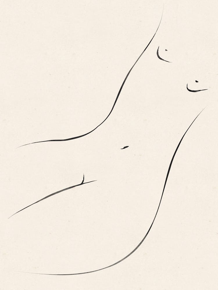 Minimalist Nude Ink On Paper
