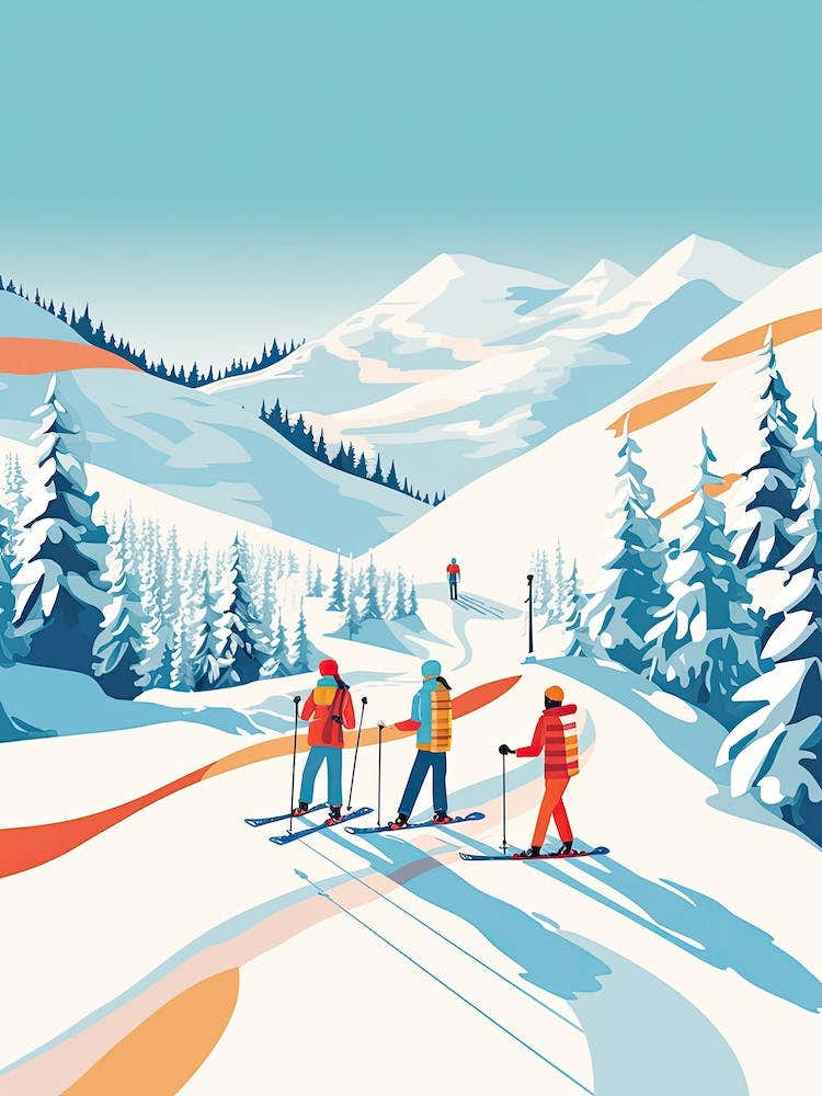 Les 3 Vallees   France, Ski Resort Illustration 3