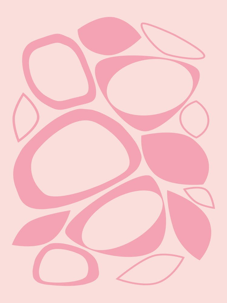 Mid Century Modern Abstract Rose Pink