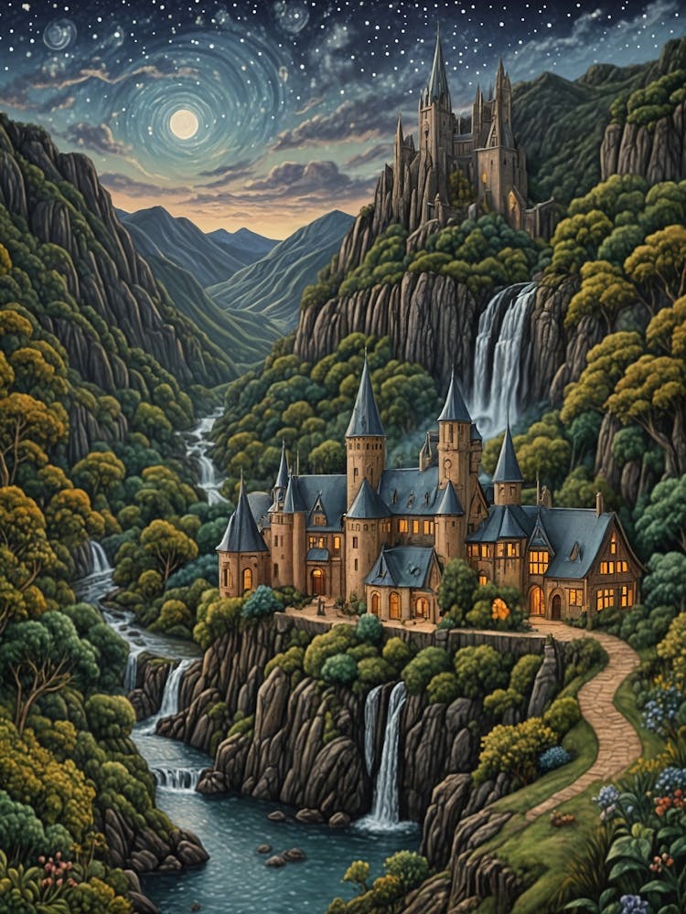 Fantasy Waterfall Village
