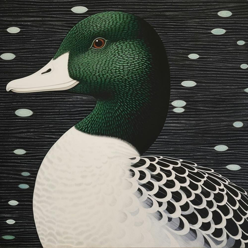 Ohara Koson Inspired Bird Painting Duck 1 Square
