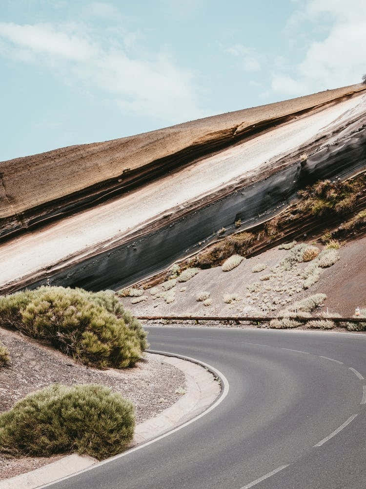 Road in the middel of Teide National Park, Tenerife, Canary Islands