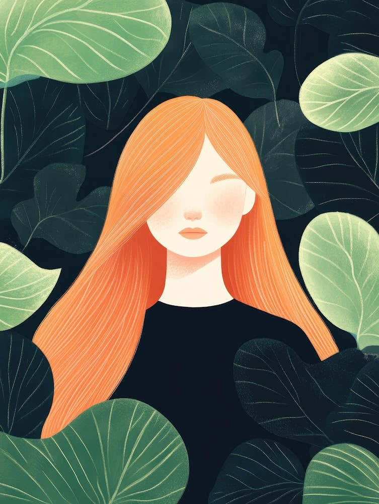 Illustration Of A Girl With Red Hair 3