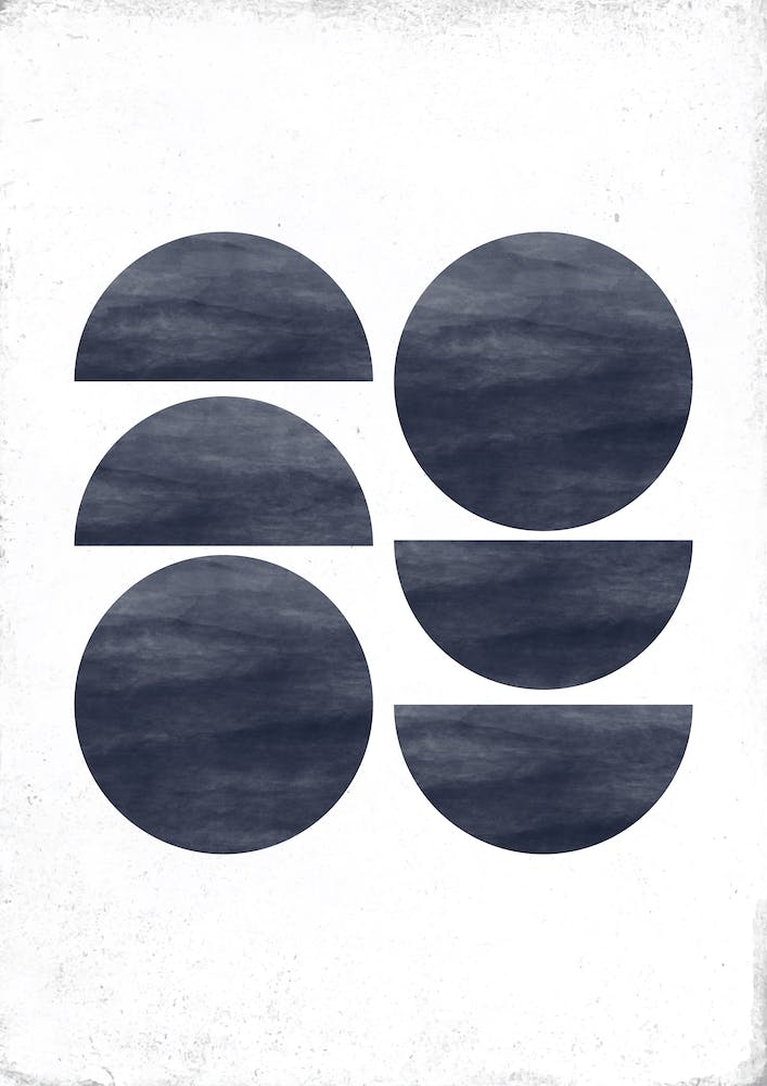 Dull Blue Half And Full Circle Abstract