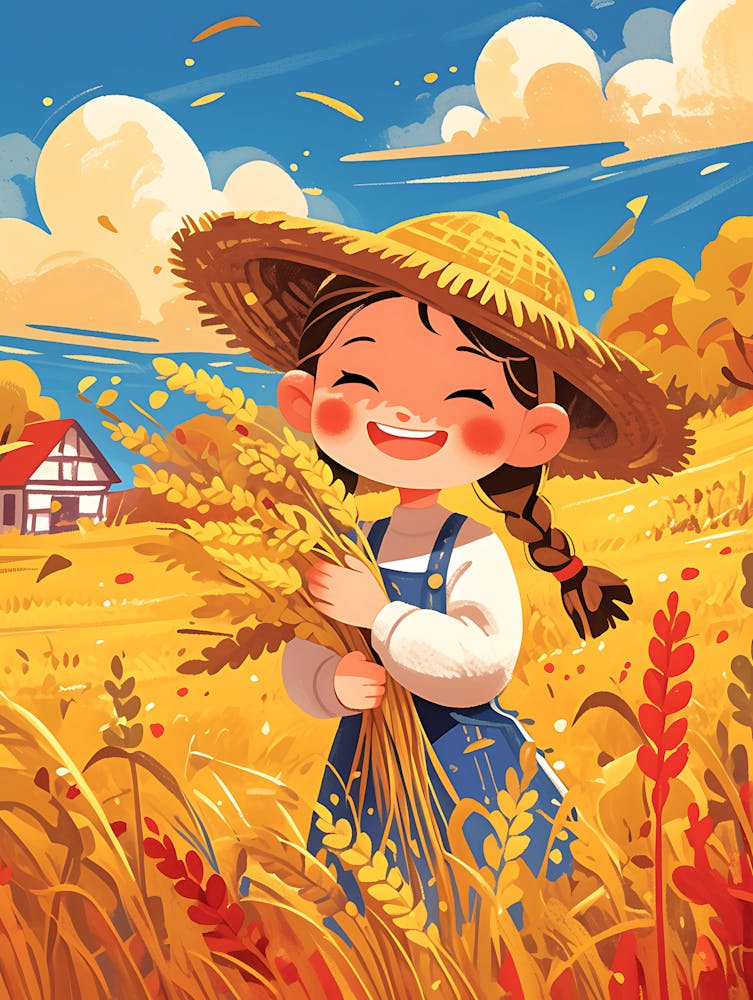 Cute Little Girl In A Wheat Field 14