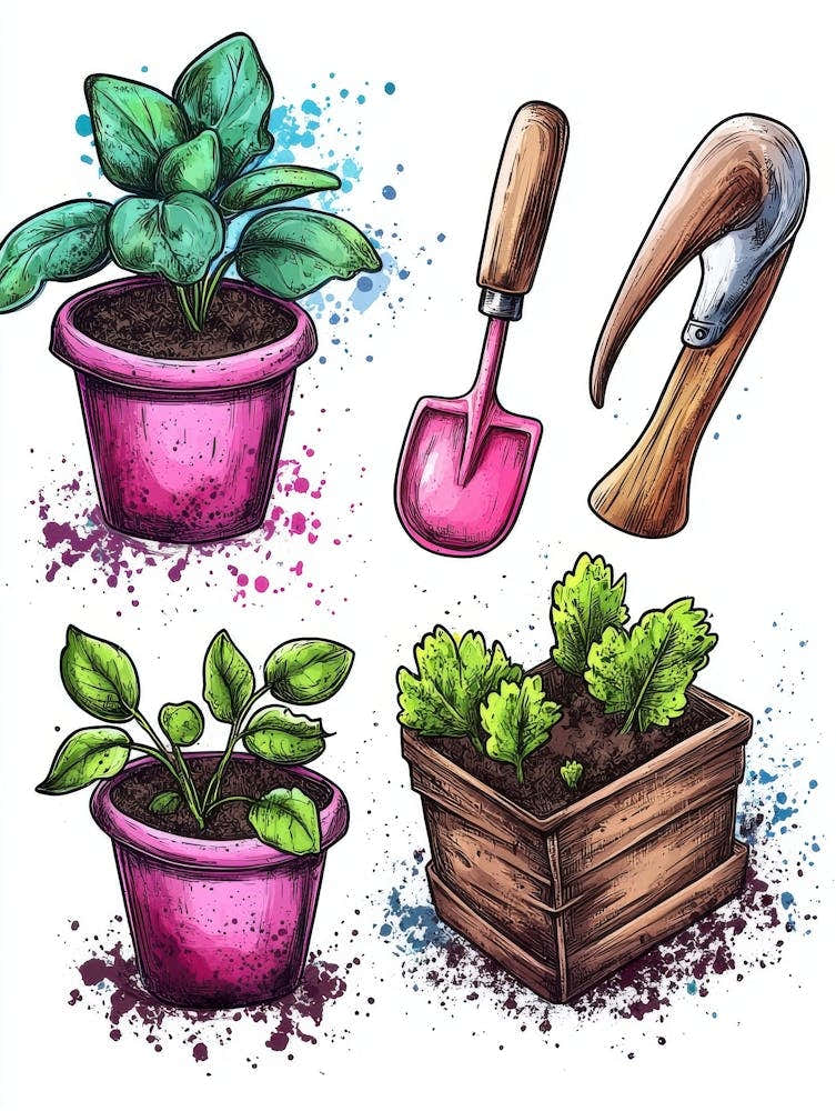 Watercolor Garden Set