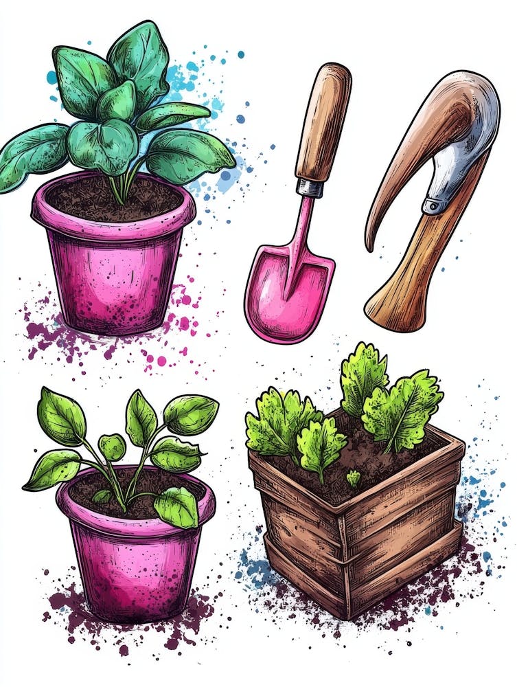 Watercolor Garden Set