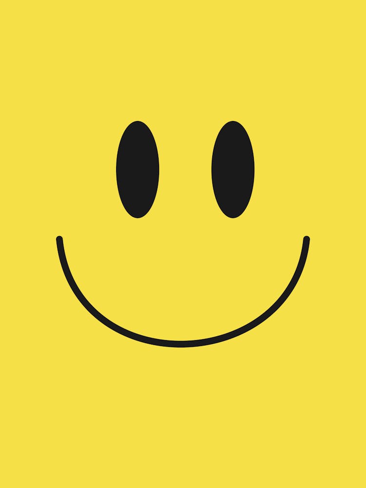 Smiley (Bright Yellow Tone), groovy, funky, happy, mood, vibes, cool, cute, smile, fun, aesthetic, preppy, kid, room, decor, minimal, classic