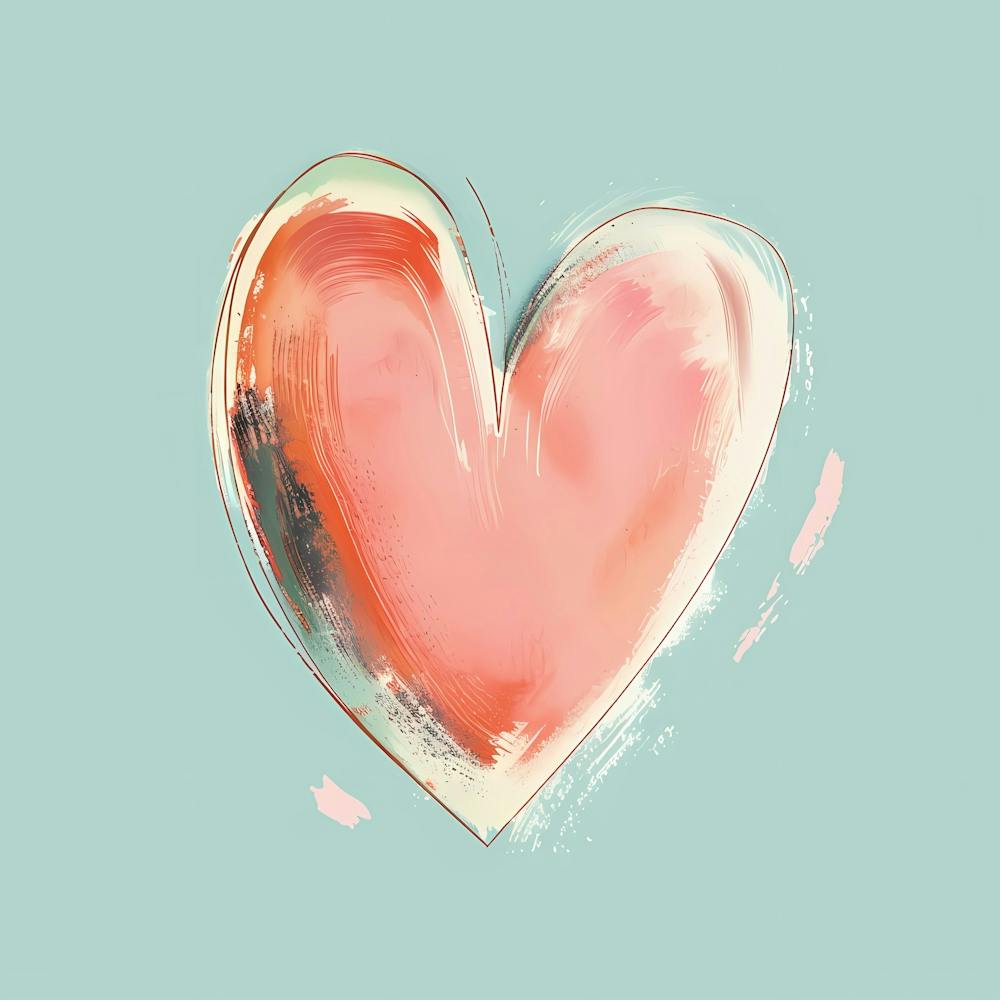 A Hand Drawn Pastel Minimalist Illustration Of A Heart