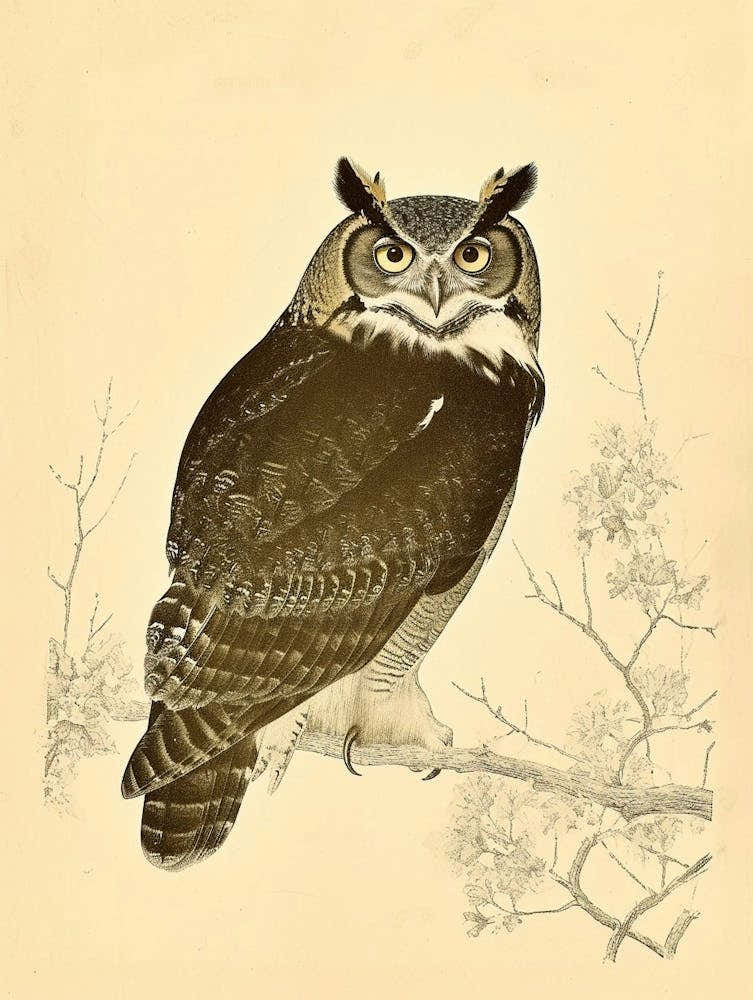 Verreauxs Eagle Owl Vintage Illustration 1