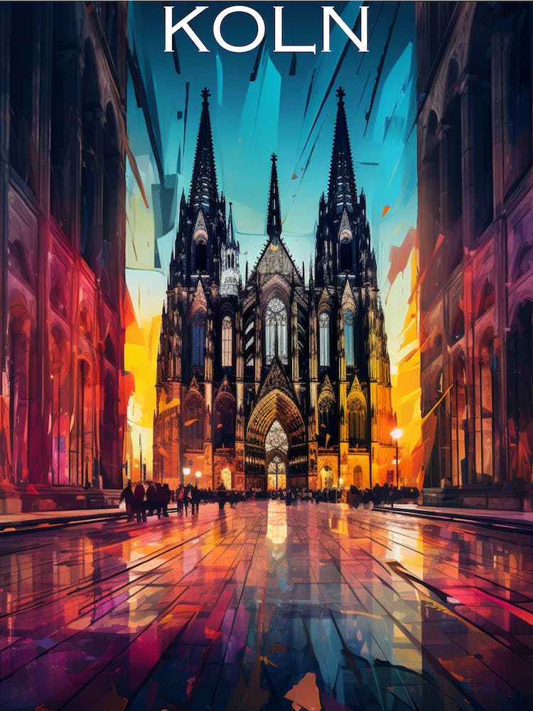 Colourful Germany travel poster Koln