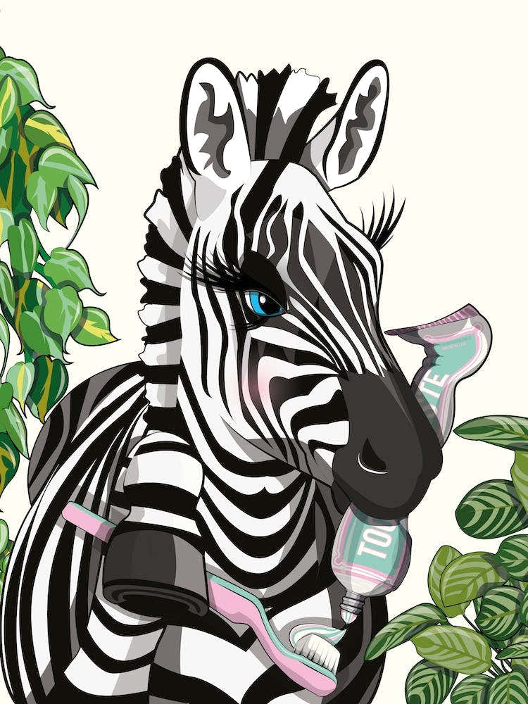 Zebra Cleaning Teeth