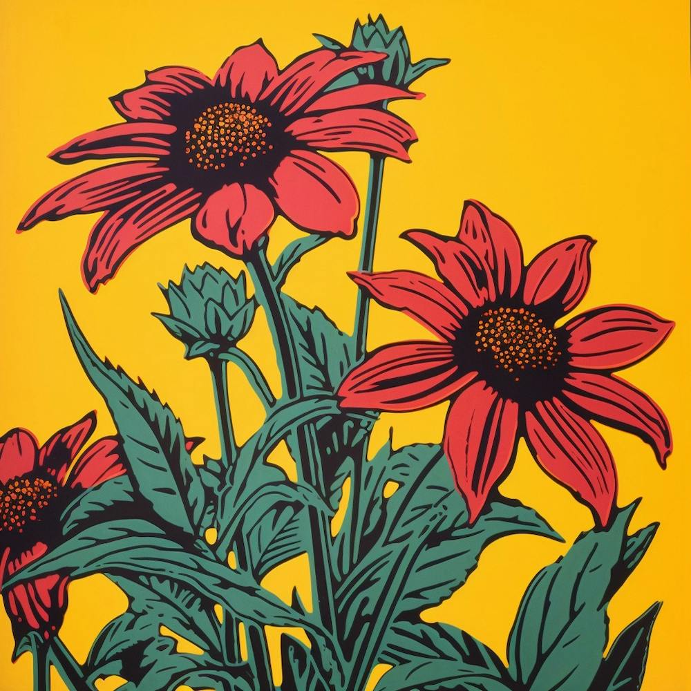 Black Eyed Susan 3 Pop Art Illustration Square