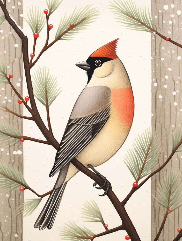 Bird Illustration Cedar Waxwing 1