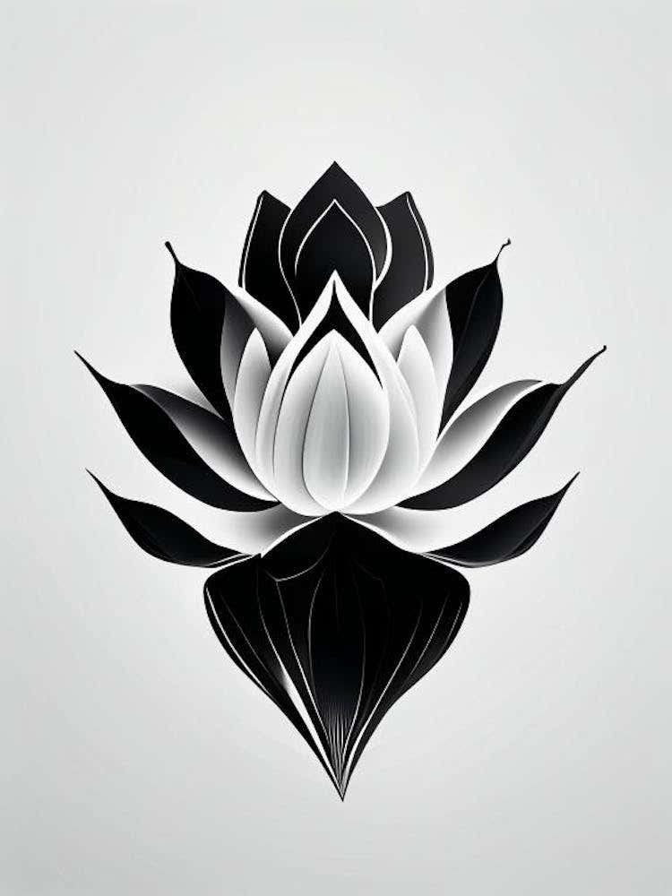 Sacred Lotus Black And White Geometric 3