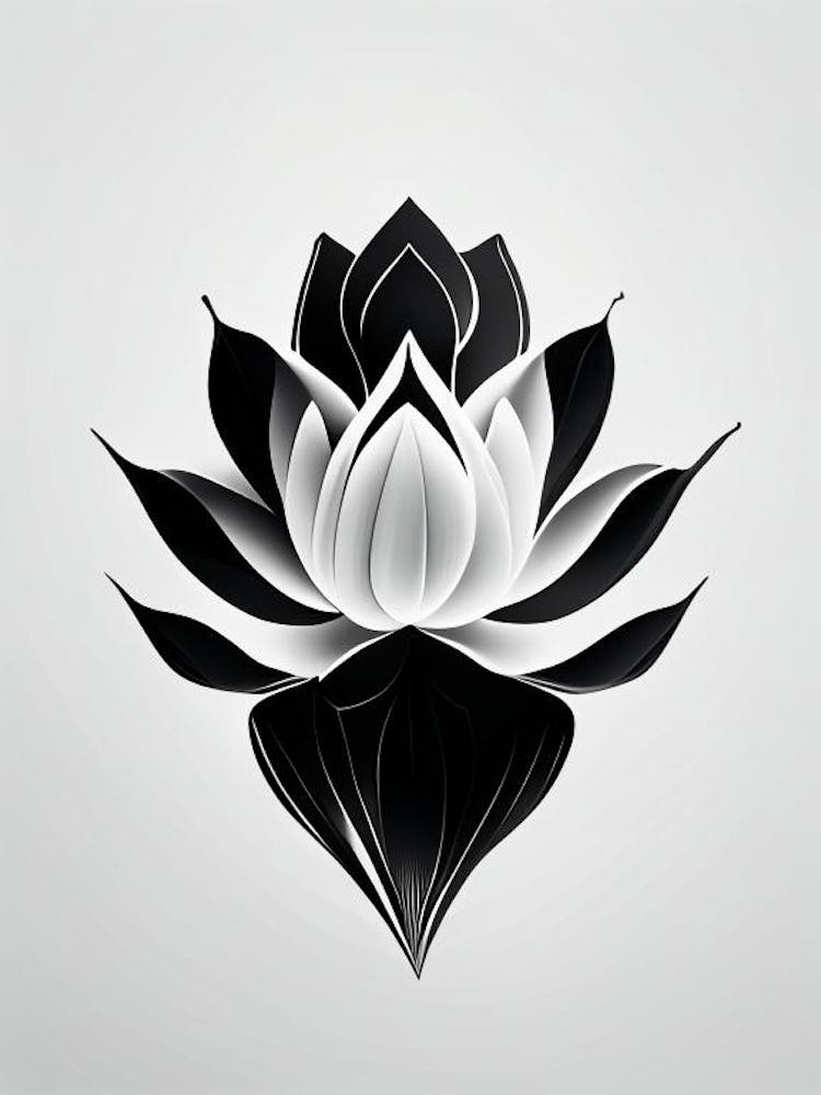 Sacred Lotus Black And White Geometric 3
