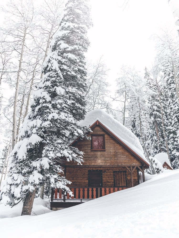 Winter Log Cabin