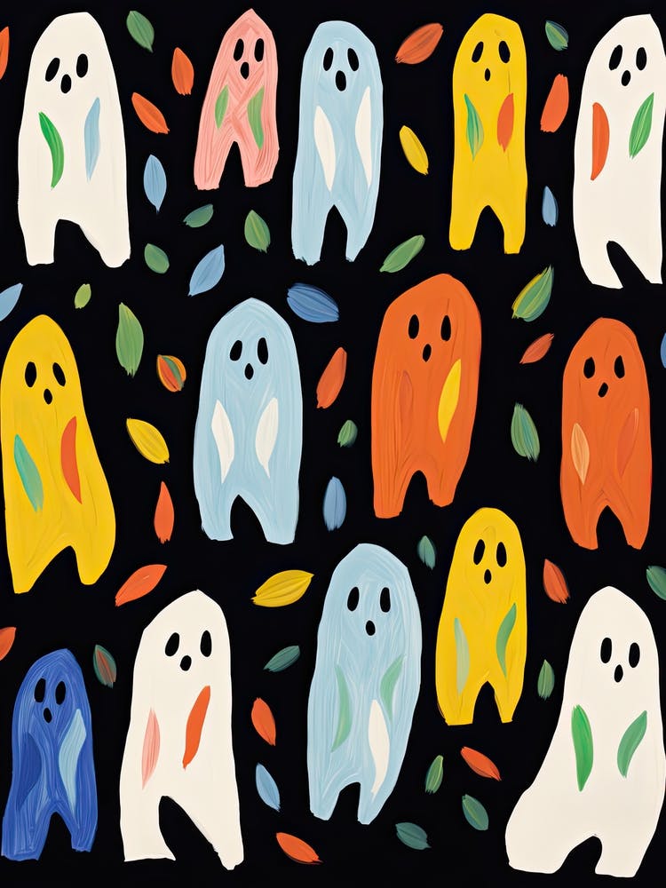 Autumn Fall Spooky Ghosts, Matisse Style, Halloween 2