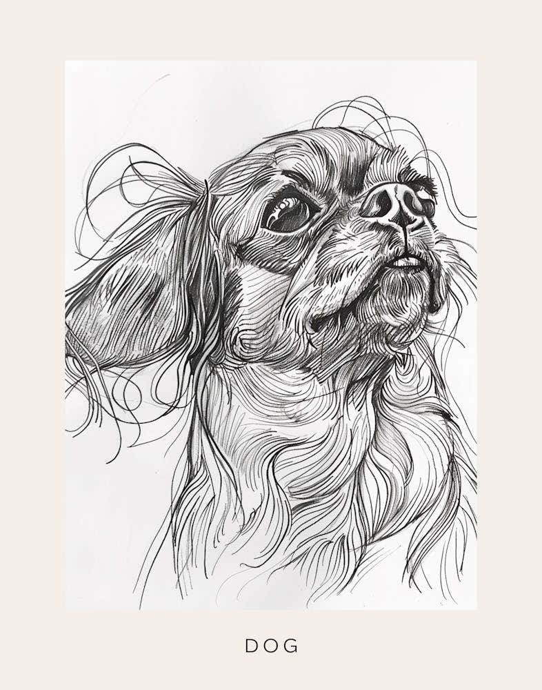 Dog Portrait Line Sketch 2 Poster