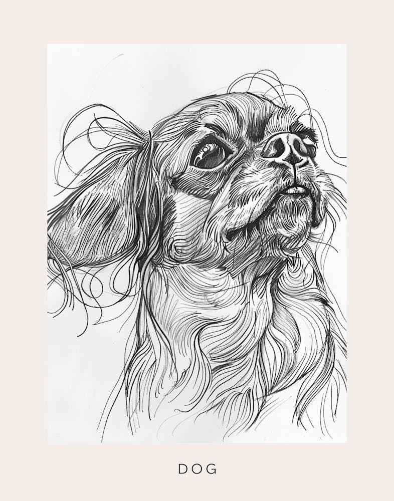 Dog Portrait Line Sketch 2 Poster