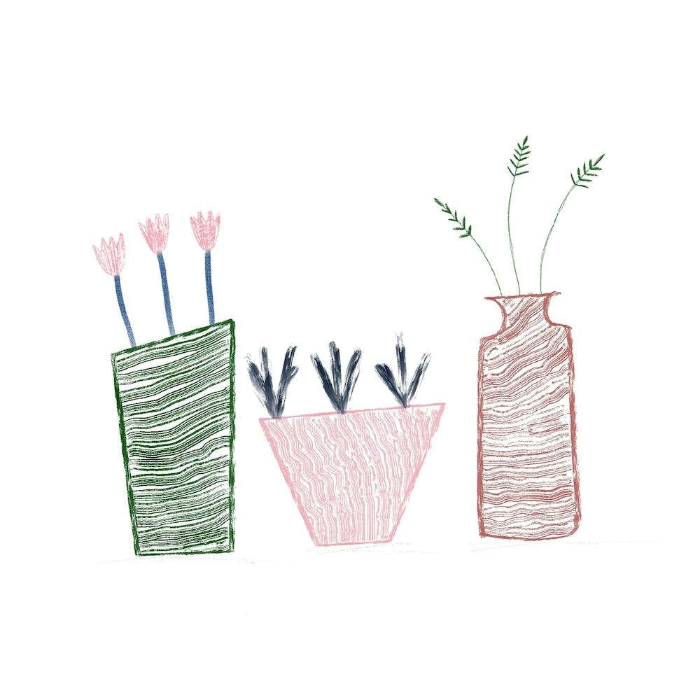 Textured Potted Plants Square