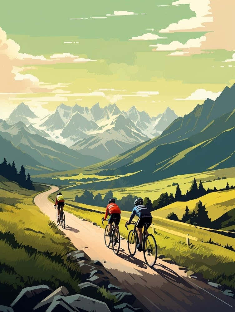 Tour De Mont Blanc France 2 Vintage Travel Illustration