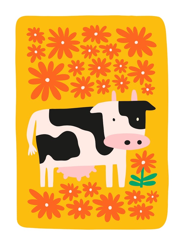 Nursery Cow Floral Yellow