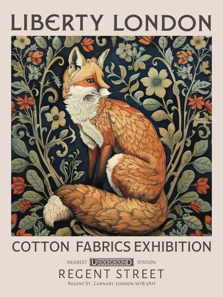Liberty London Print William Morris Textiles Fox