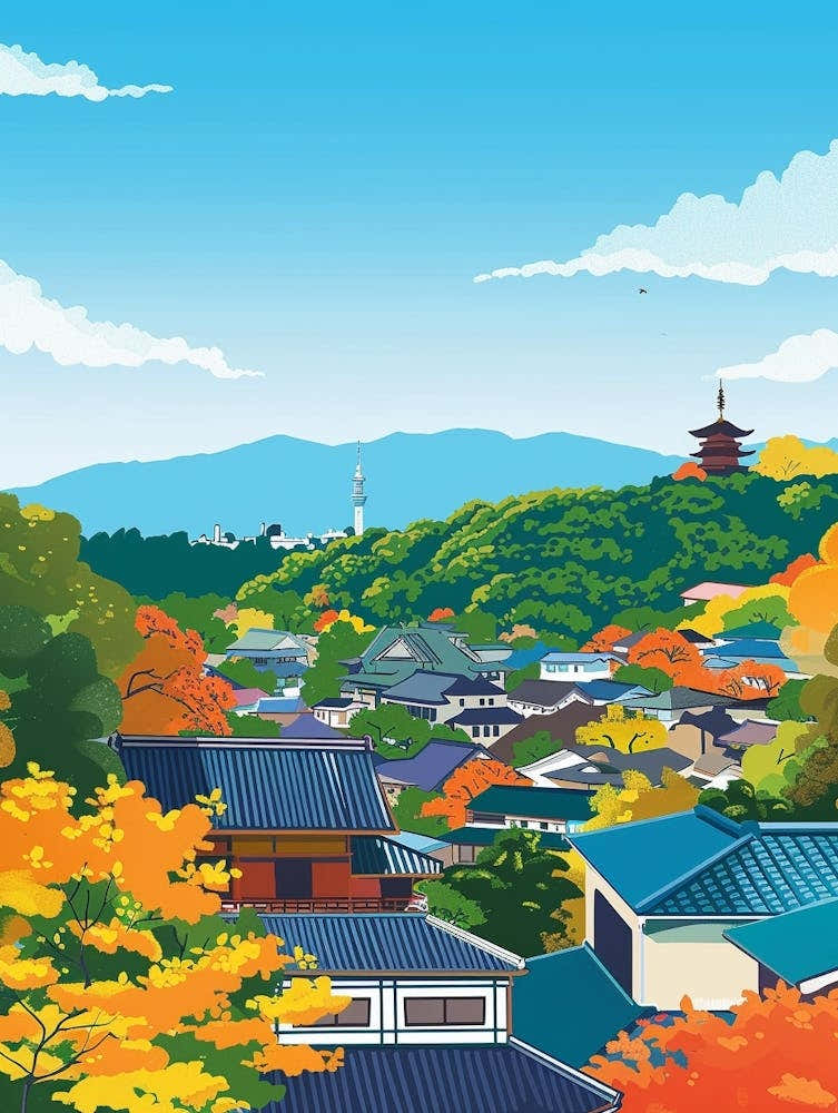Kyoto Japan 1 Colourful Illustration