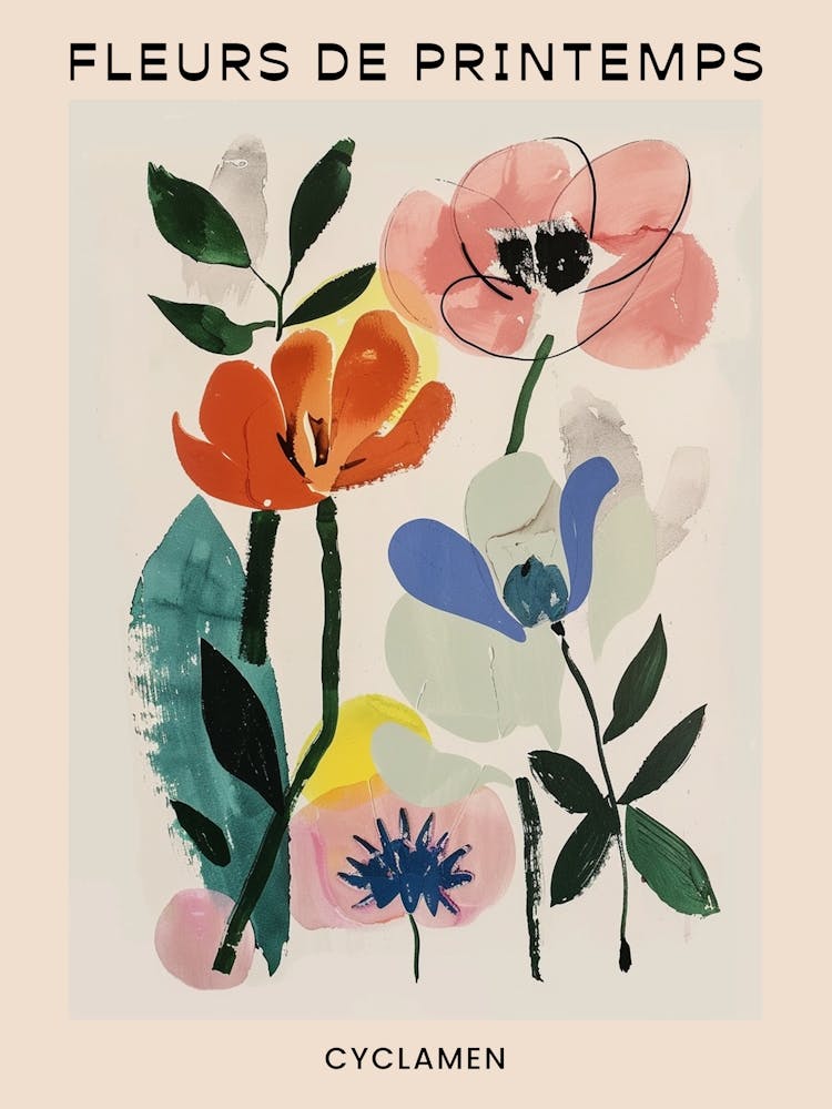Spring Floral French Poster  Cyclamen 2