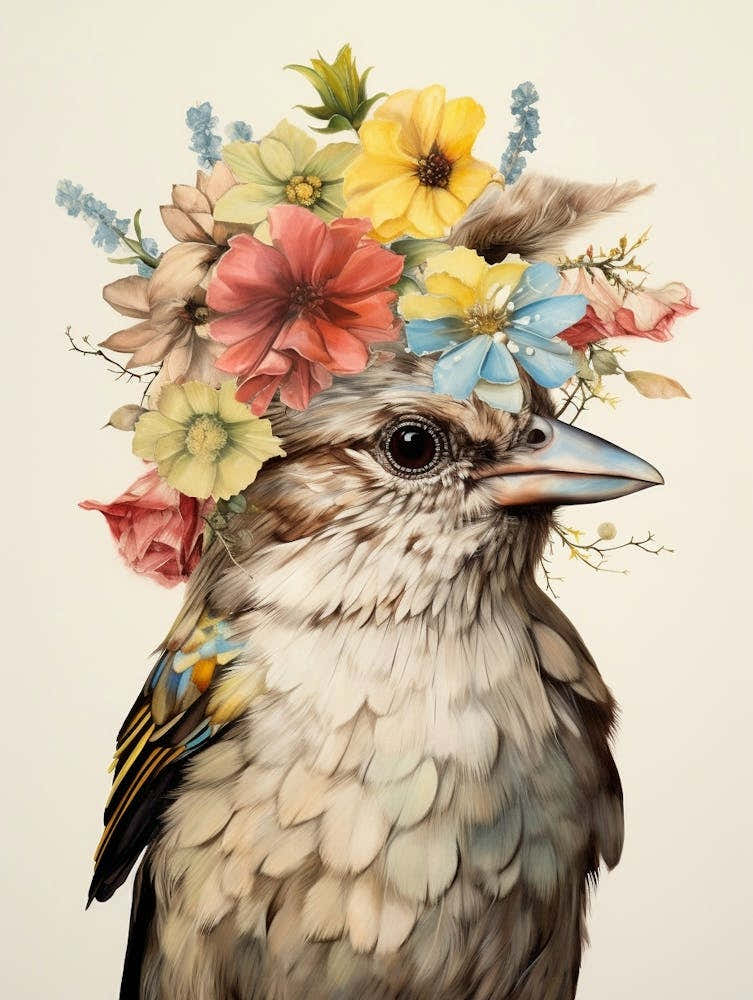 Bird With A Flower Crown House Sparrow 2