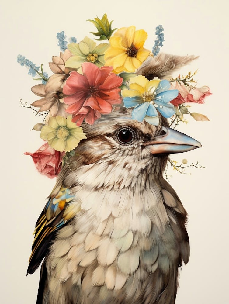 Bird With A Flower Crown House Sparrow 2