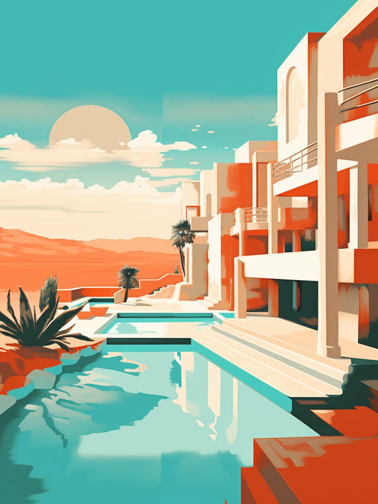 Abstract Illustration Of South Padre Island Texas Orange Hues 4