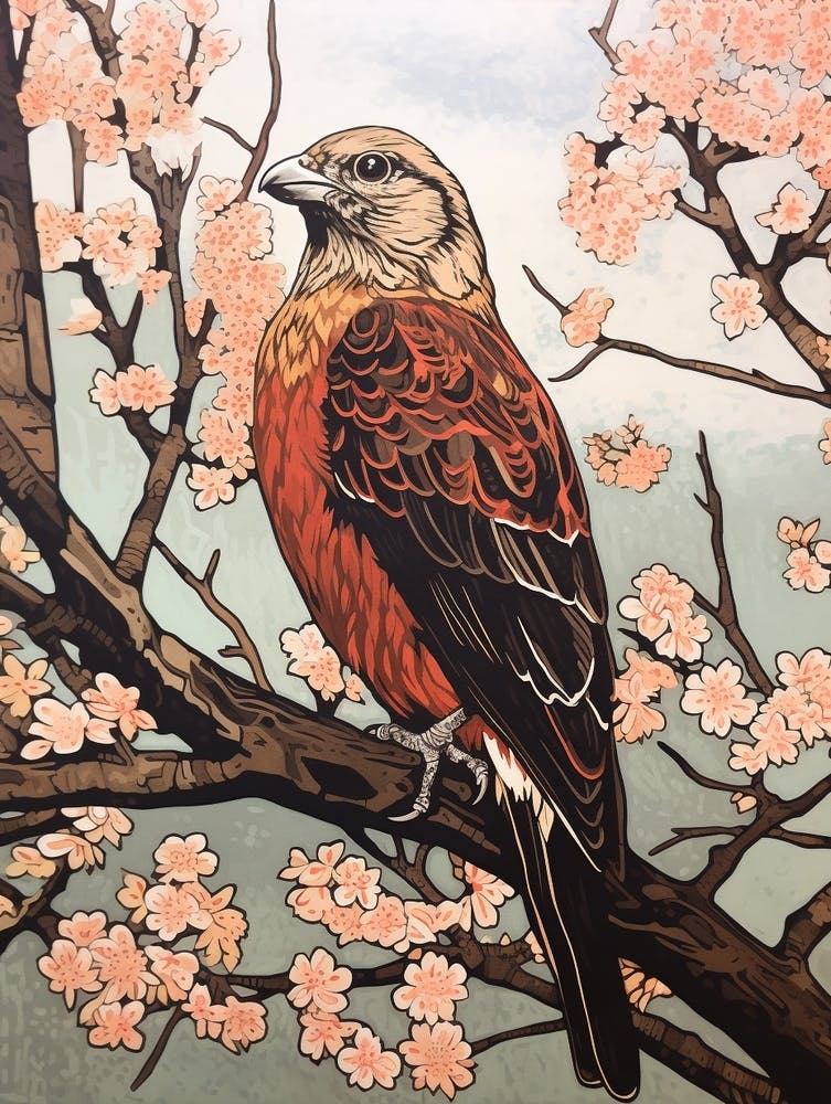 Art Nouveau Birds Poster Hawk