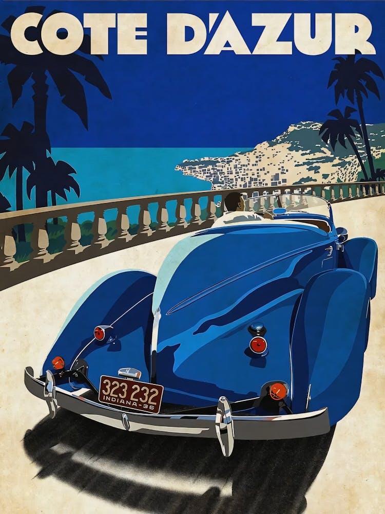 Vintage Cote D Azur Travel Car