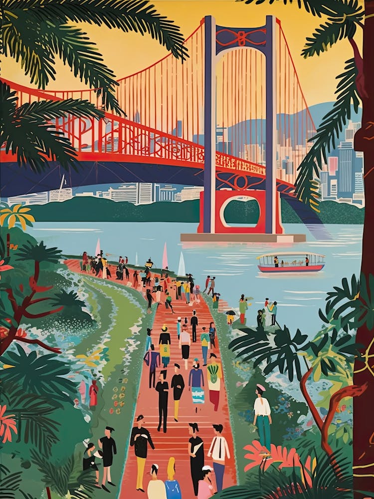 Wuhan Yangtze River Bridge, China, Colourful 4