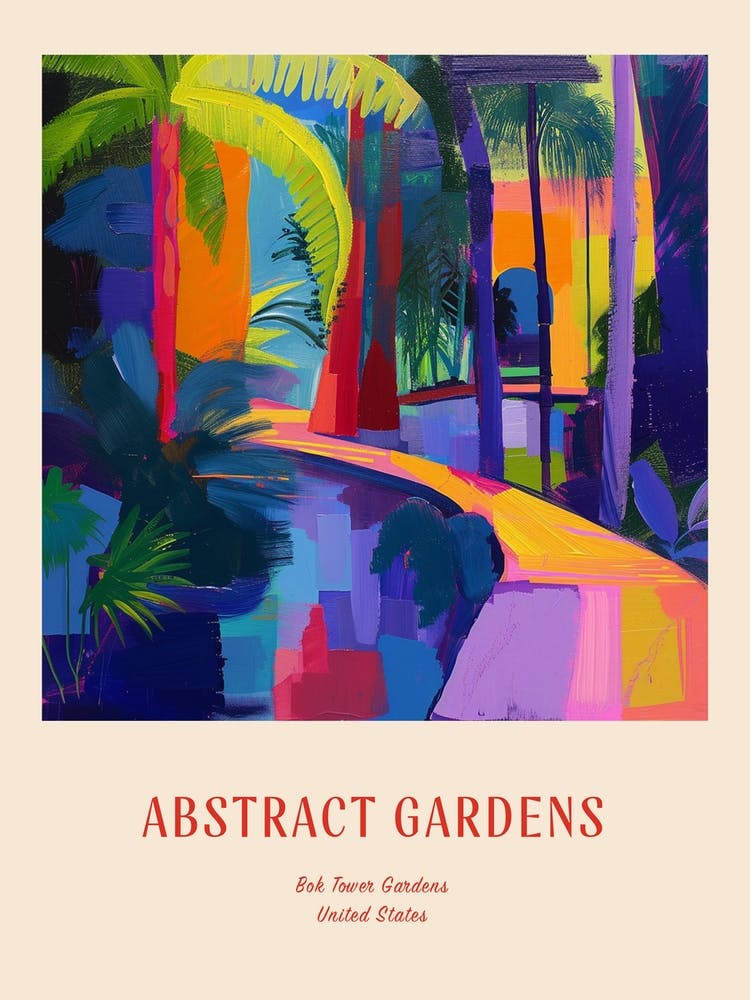 Colourful Gardens Bok Tower Gardens Usa 2 Red Poster
