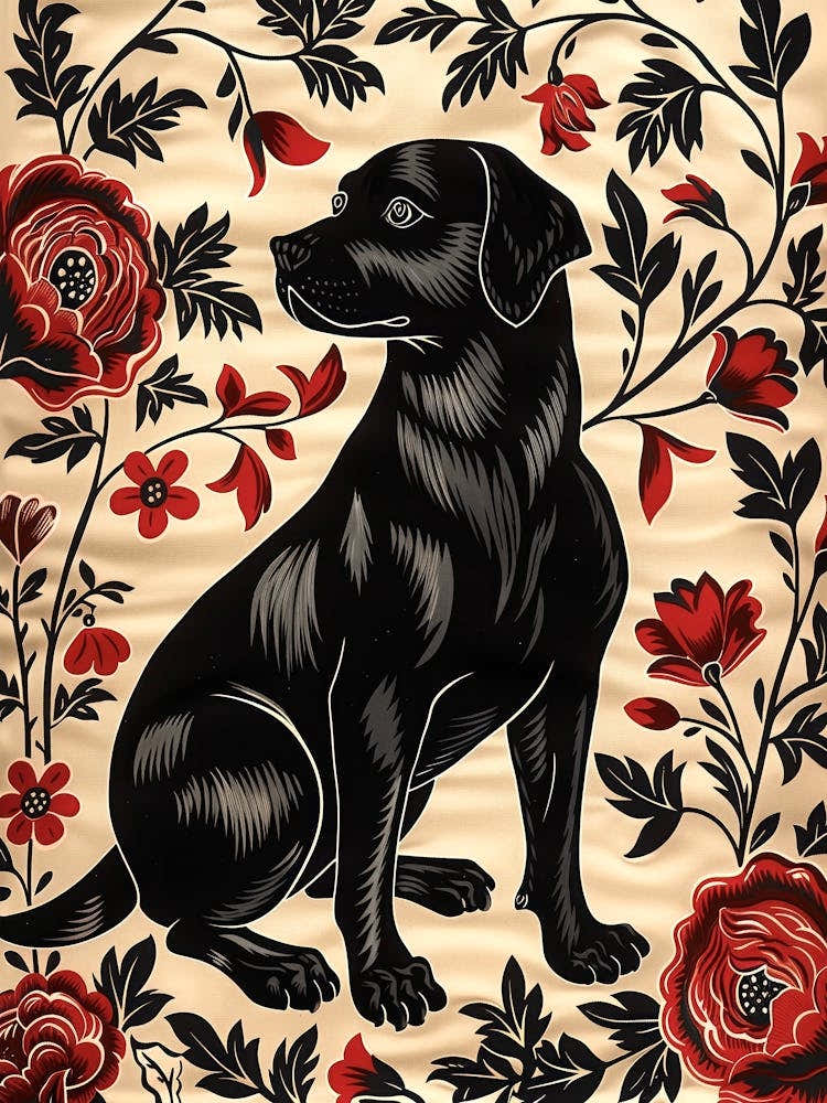 Chinese Lunar Year Of The Dog Black 2 Full William Morris Style