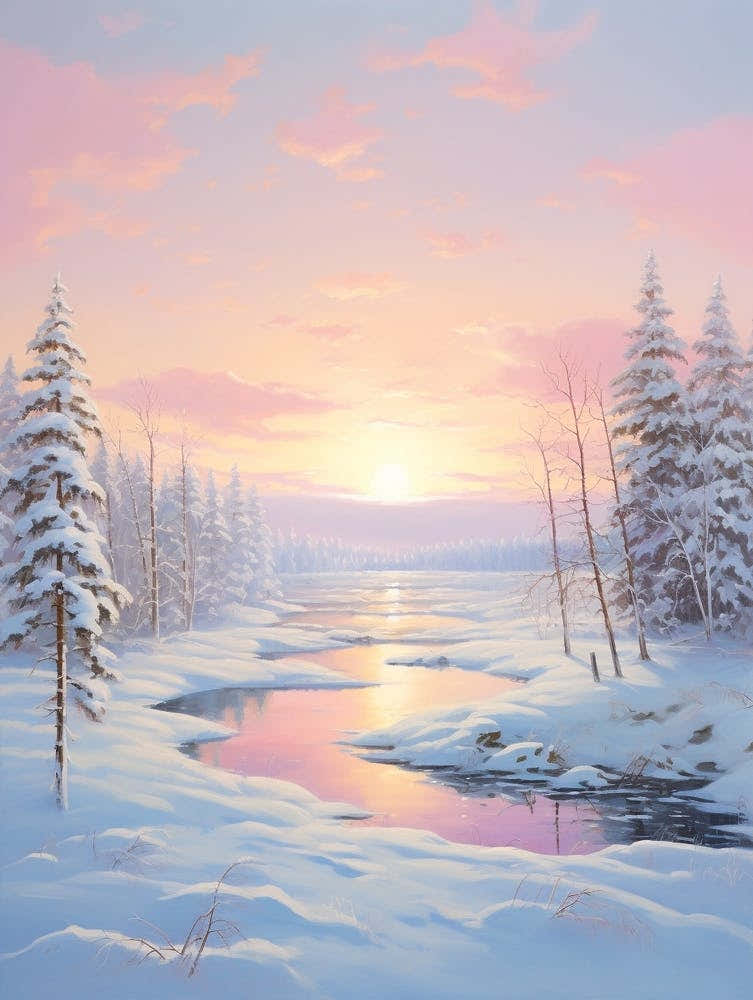 Dreamy Winter Painting Rovaniemi Finland 3