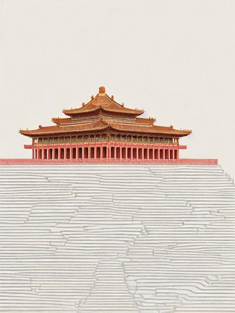 Chiang Kai Shek Memorial Hall Taipei Boho Landmark Illustration