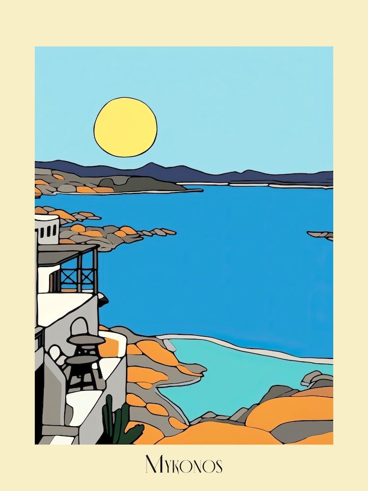 Poster Of Minimal Design Style Of Mykonos, Greece 2