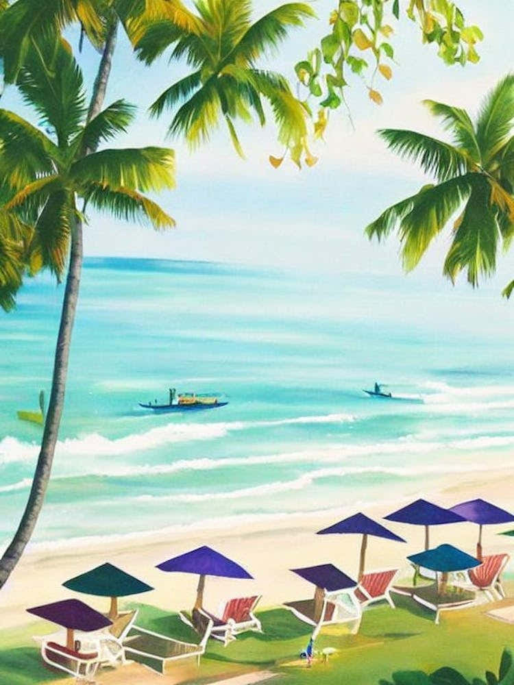 Jimbaran Beach, Bali, Indonesia Contemporary Illustration