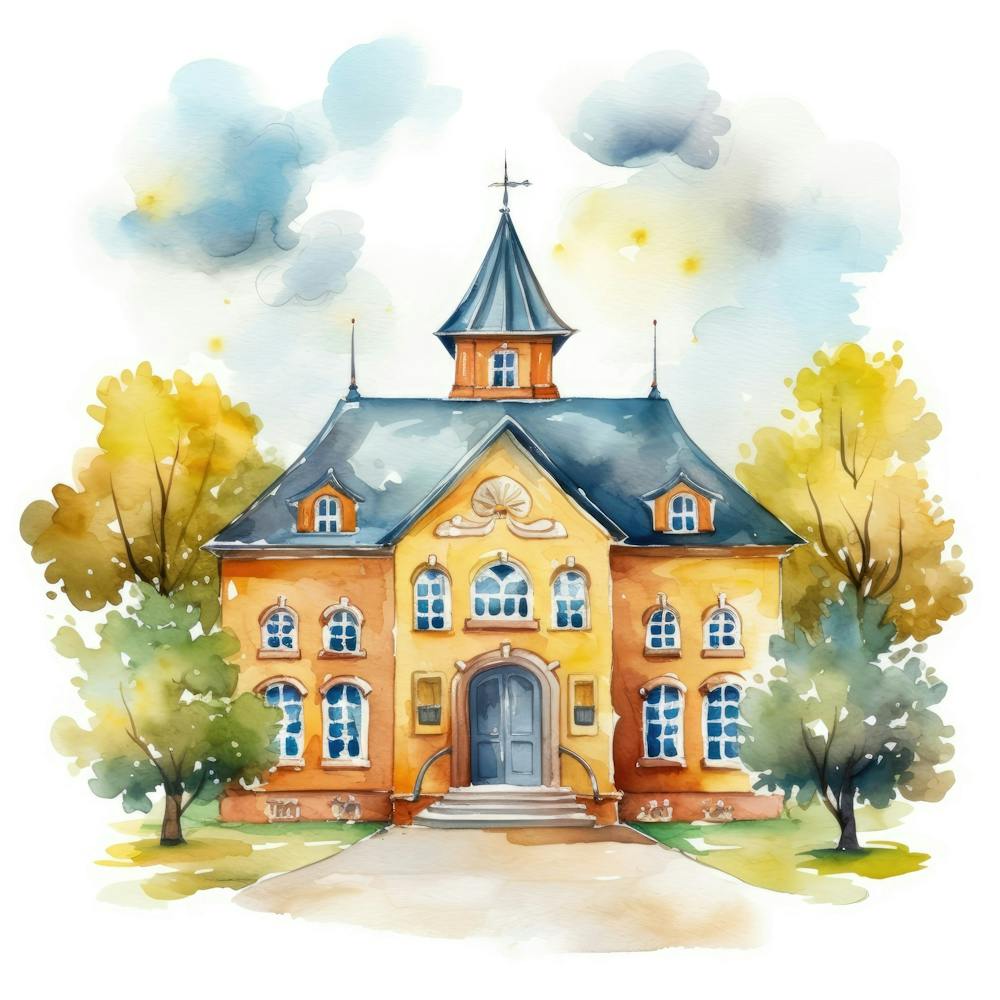 Watercolor Of A Church