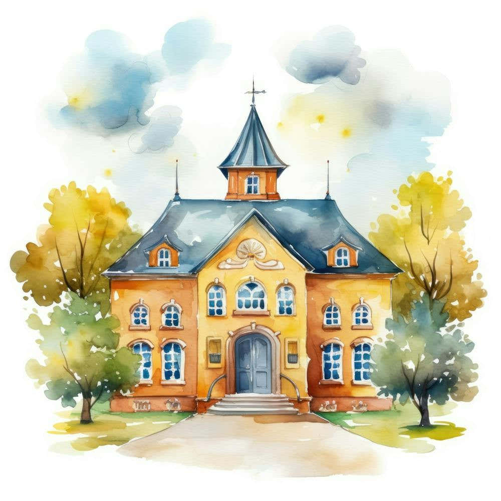 Watercolor Of A Church