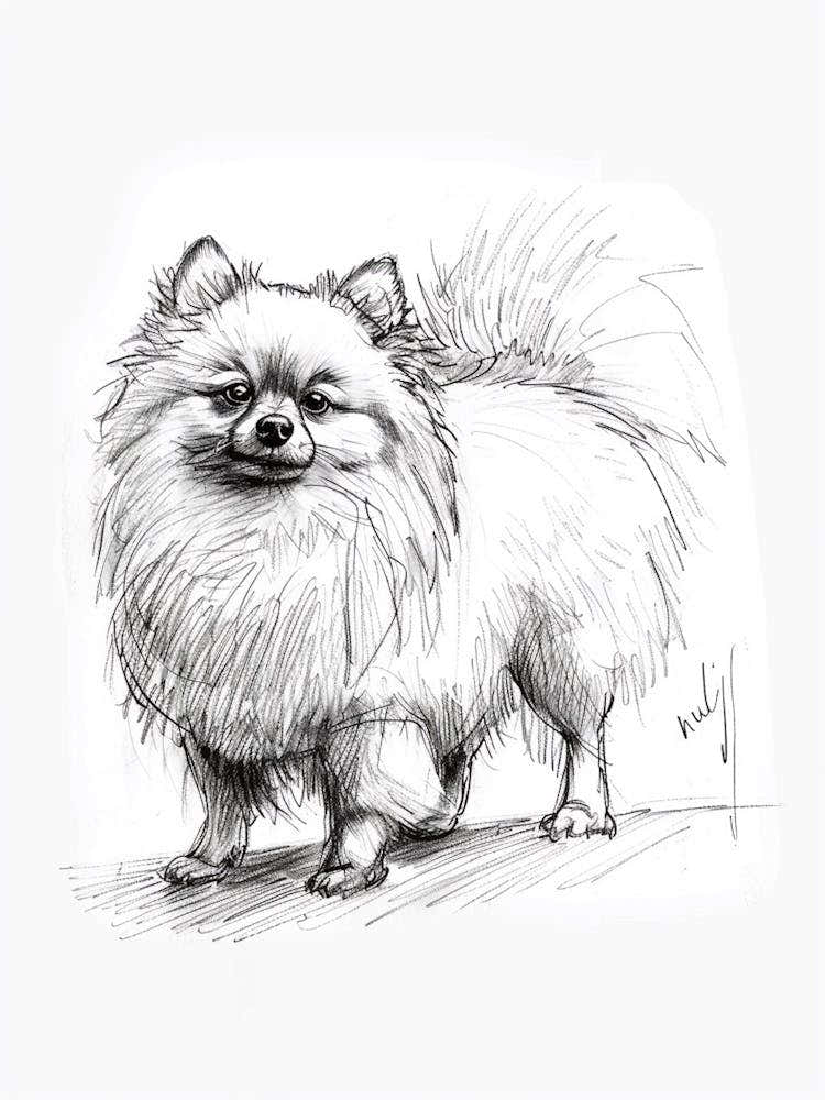 Pomeranian Line Sketch 4