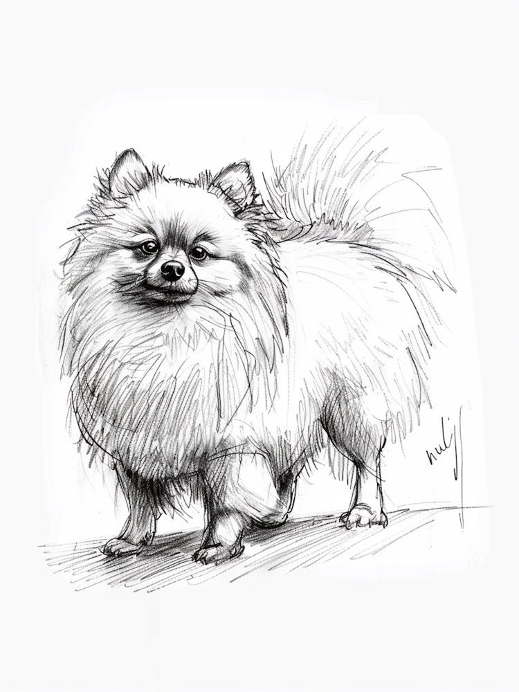 Pomeranian Line Sketch 4
