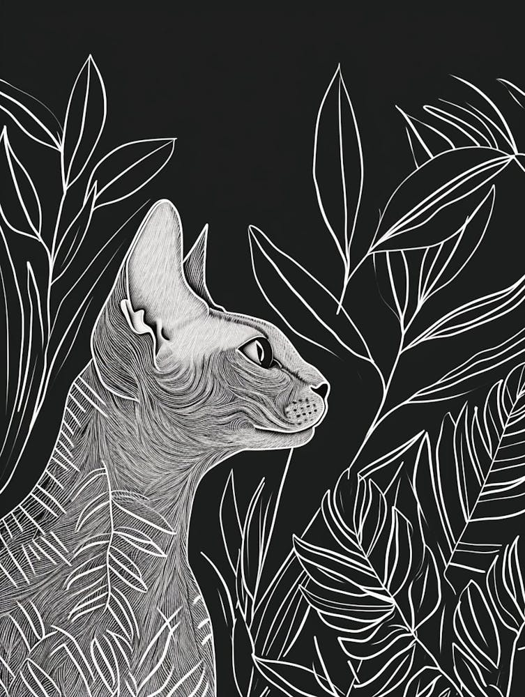 Devon Rex Cat Minimalist Illustration 2